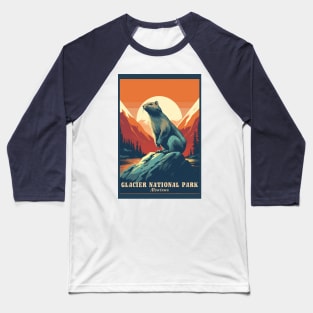 Glacier National Park Travel Poster Baseball T-Shirt